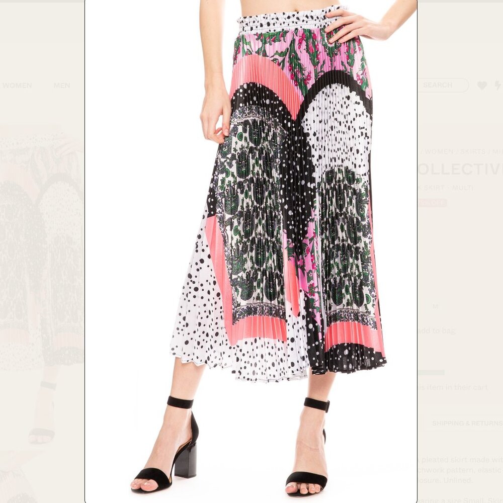 Delfi Collective Clara Patchwork Pleated Skirt Lg - image 1